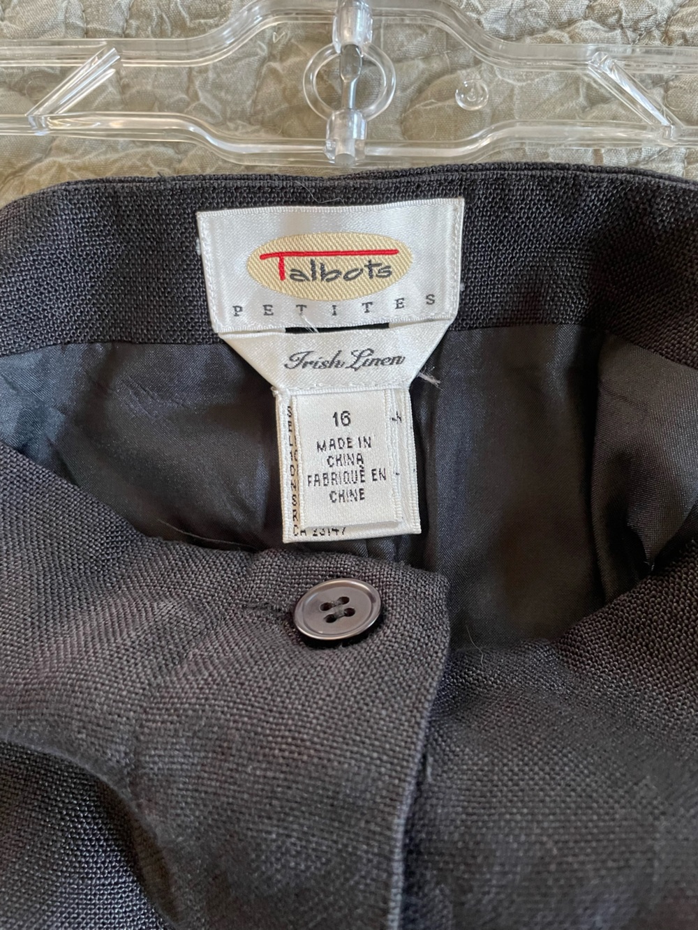 Talbots 100% Irish  Linen Skirt Black Midi Lined Size Petite 16 - Picture 4 of 7